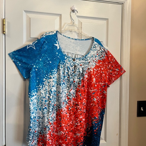 Women's Plus Size Colorblock Ombre Print Button Front Summer Vacation Top 24W - Picture 7 of 10